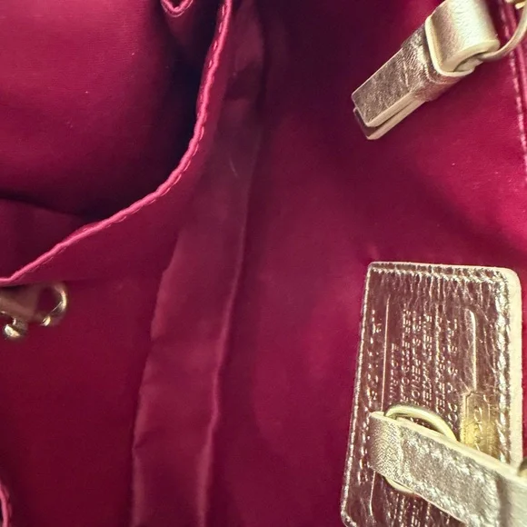 Coach Tan and Gold Patterned Tote - Picture 4 of 5